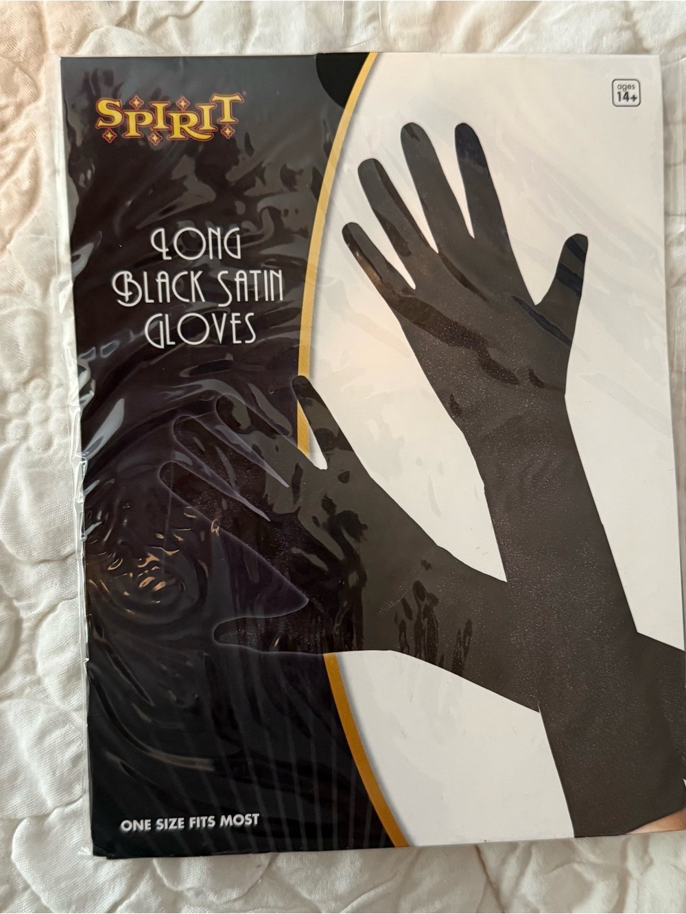 Spirit Long Black Satin Gloves